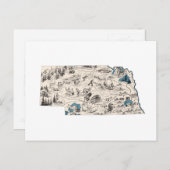 Nebraska  Afbeelding Map Nebraskan State Chart Briefkaart (Voorkant / Achterkant)