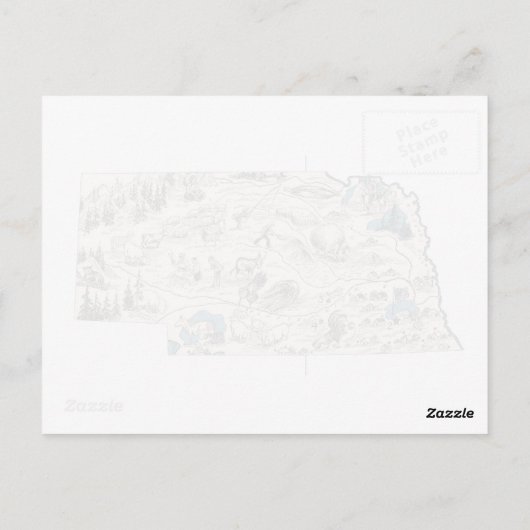 Nebraska  Afbeelding Map Nebraskan State Chart Briefkaart (Achterkant)