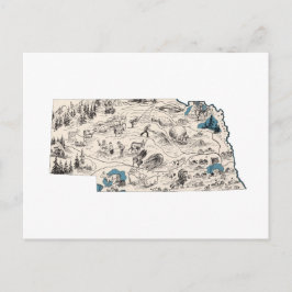 Nebraska  Afbeelding Map Nebraskan State Chart Briefkaart