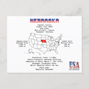 Nebraska Amerikaanse staat op een kaart en nuttige