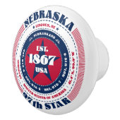 Nebraska Amerikaanse staat rood wit blauw typograf Keramische Knop (Rechts)