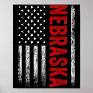 Nebraska Amerikaanse vlag retro voor mannen die Poster