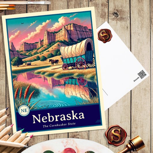 Nebraska | Anime Style Cel Shaded Briefkaart