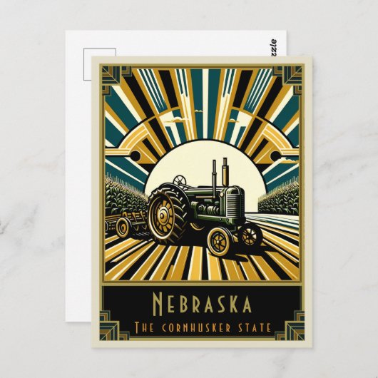 Nebraska | Art. Deco Briefkaart (Voorkant / Achterkant)