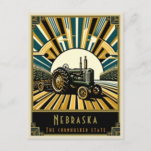 Nebraska | Art. Deco Briefkaart (Voorkant)