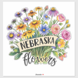 Nebraska Bloemen - Nebraska Wilde Bloemen Bloeien Sticker