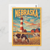 Nebraska Boerderij Vintage Travel Briefkaart (Voorkant / Achterkant)