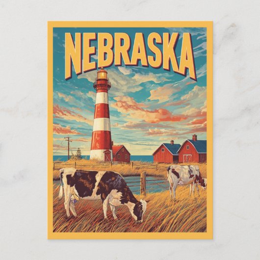 Nebraska Boerderij Vintage Travel Briefkaart (Voorkant)