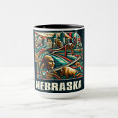 Nebraska Bold Geometric City Skyline Art Mok (Midden)