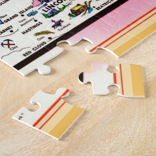 Nebraska Briefkaart Kaart Jigsaw Puzzel (Zijkant)