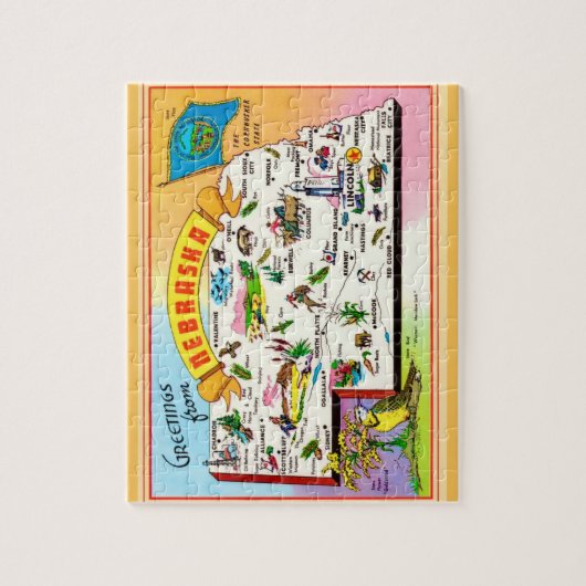 Nebraska Briefkaart Kaart Jigsaw Puzzel (Verticaal)