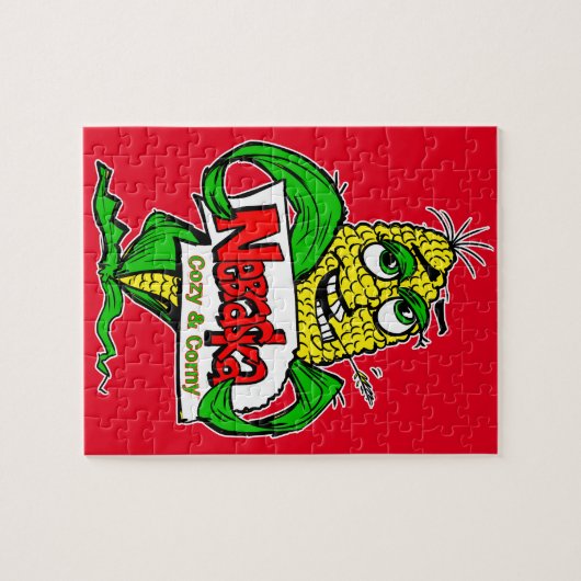Nebraska Cartoon Corn Cob Legpuzzel (Horizontaal)