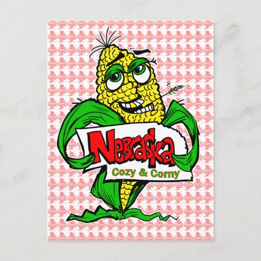 Nebraska Cartoon maïskolf Briefkaart (Voorkant)