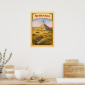 Nebraska Chimney Rock Retro Poster (Keuken)