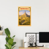 Nebraska Chimney Rock Retro Poster (Thuiskantoor)
