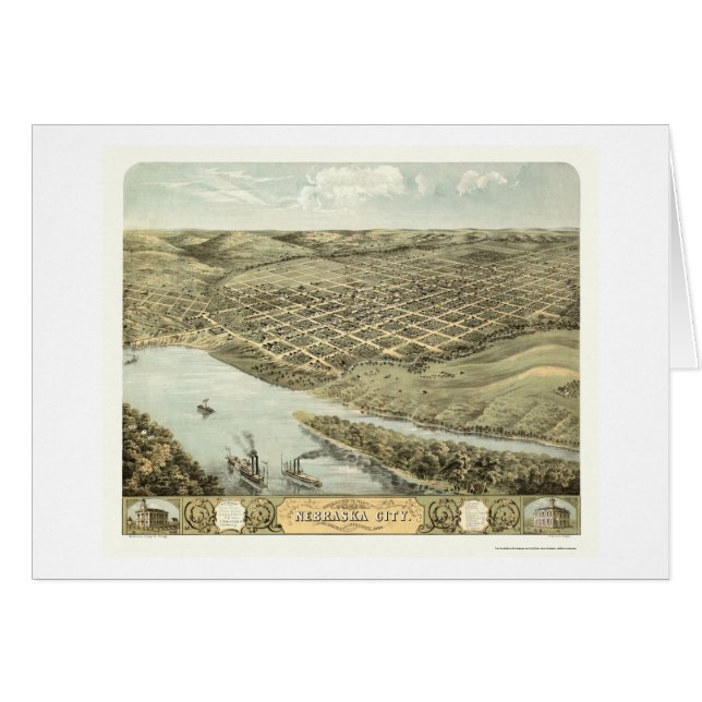 Nebraska City, NE Panoramic Map - 1868 (Voorkant Horizontaal)