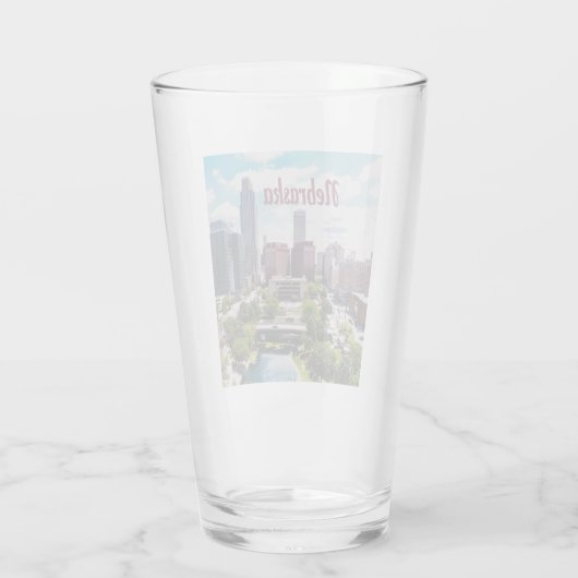 Nebraska City Skyline Omaha Glas (Achterkant)