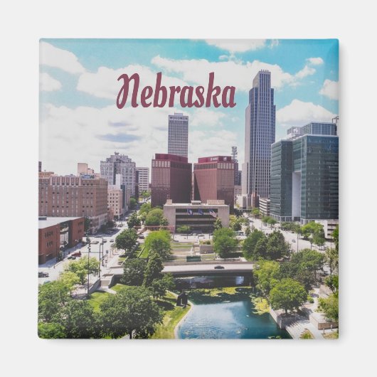Nebraska City Skyline Omaha Magneet (Voorkant)