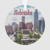 Nebraska City Skyline Omaha Ornament (achterkant)
