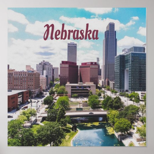 Nebraska City Skyline Omaha Poster (Voorkant)