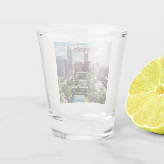 Nebraska City Skyline Omaha Shot Glas (Achterkant)