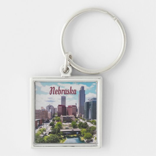 Nebraska City Skyline Omaha Sleutelhanger (Voorkant)