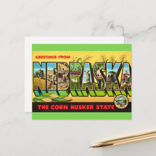 Nebraska Corn Ansichtkaart Briefkaart (Voorkant / Achterkant in situ)
