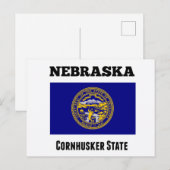 Nebraska, Cornhusker State, Vlag Briefkaart (Voorkant / Achterkant)