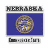 Nebraska, Cornhusker State, Vlag Sticker (Voorkant)
