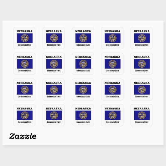 Nebraska, Cornhusker State, Vlag Vierkante Sticker (Vel)