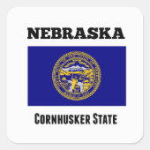 Nebraska, Cornhusker State, Vlag Vierkante Sticker (Voorkant)