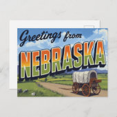 Nebraska Covered Wagon Field Briefkaart (Voorkant / Achterkant)