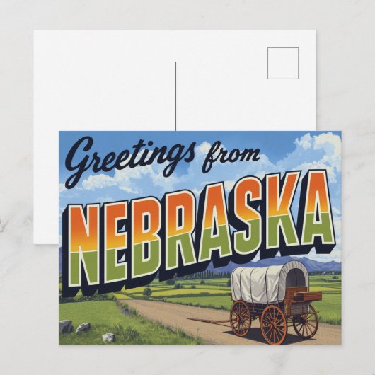 Nebraska Covered Wagon Field Briefkaart (Voorkant / Achterkant)