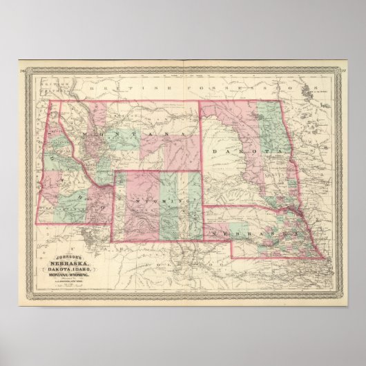 Nebraska, Dakota, Idaho, Montana en Wyoming Poster (Voorkant)