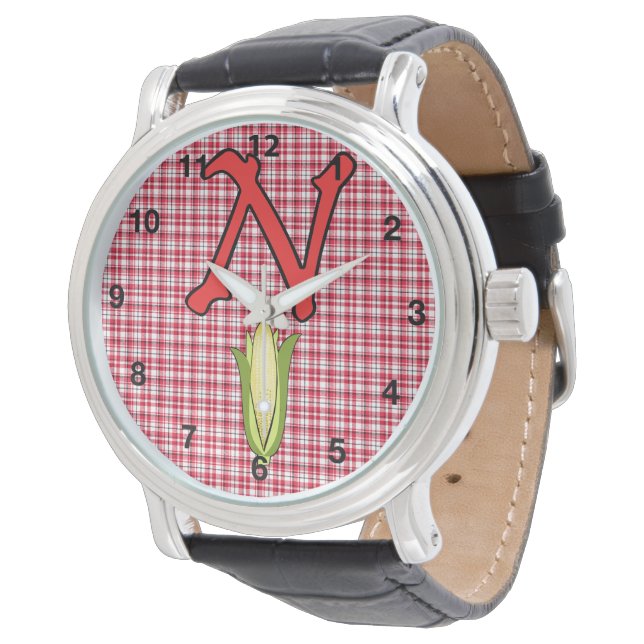 Nebraska Dames zwarte lederen horloge (Gekanteld)