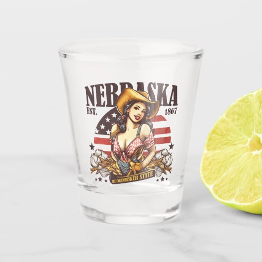 Nebraska, de staat Cornhusker Shot Glas (Voorkant)