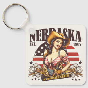 Nebraska, de staat Cornhusker Sleutelhanger