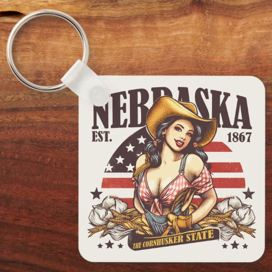 Nebraska, de staat Cornhusker Sleutelhanger (Voorkant)