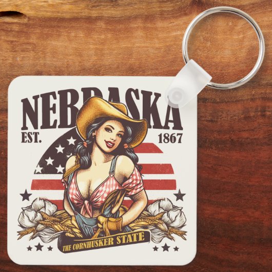 Nebraska, de staat Cornhusker Sleutelhanger (Achterkant)