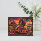 Nebraska Día de los Muertos Retro Briefkaart (Staand voorkant)