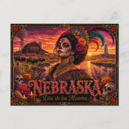Nebraska Día de los Muertos Retro Briefkaart