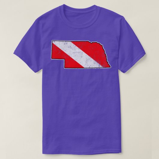 Nebraska Dive Flag Scuba Diving State Map Dive Fla T-shirt (Design voorkant)