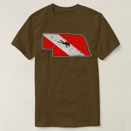 Nebraska Dive Flag Scuba Diving State Map Dive Fla T-shirt (Design voorkant)