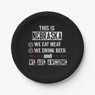 Nebraska Eat Meat Drink Bier Geweldige Papieren Bordje