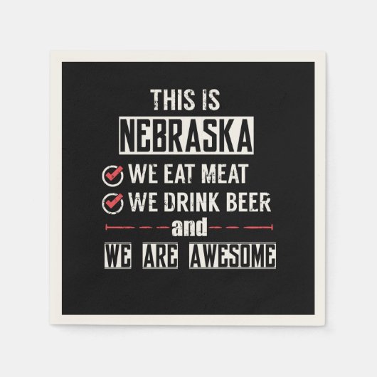 Nebraska Eat Meat Drink Bier Geweldige Servetten (Voorkant)