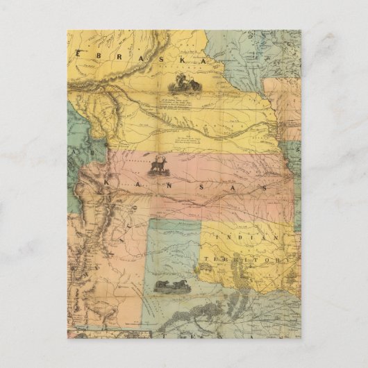 Nebraska en Kansas 2 Briefkaart (Voorkant)