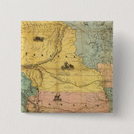 Nebraska en Kansas 2 Vierkante Button 5,1 Cm (Voorkant)