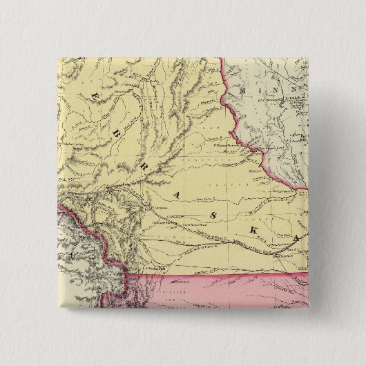 Nebraska en Kanzas Vierkante Button 5,1 Cm (Voorkant)