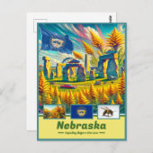 Nebraska Essence Vibrant Landmark Briefkaart (Voorkant / Achterkant)