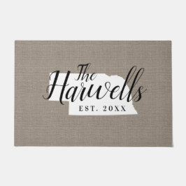 Nebraska Family Monogram State Doormat Deurmat